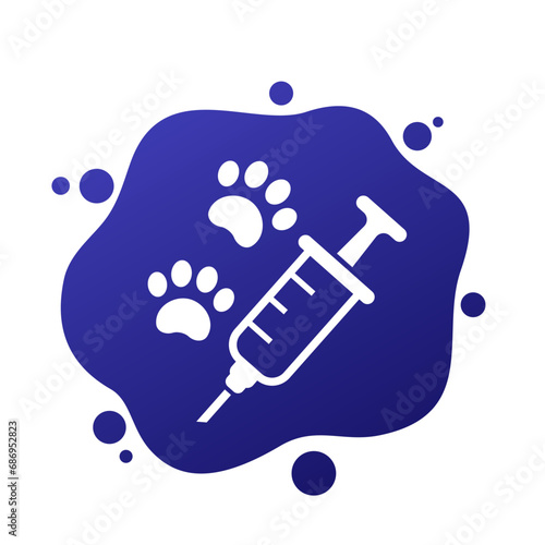 dog vaccination icon, animal vaccine shot vector