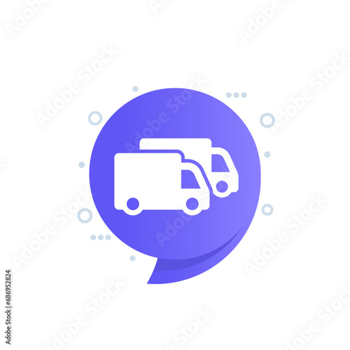 commercial fleet vector icon with trucks, vans