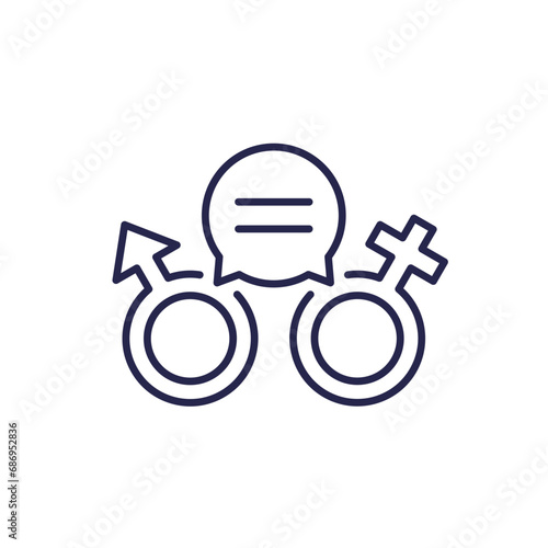 gender equality line icon, equal rights of the sexes