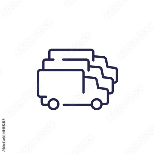 commercial fleet line icon with trucks