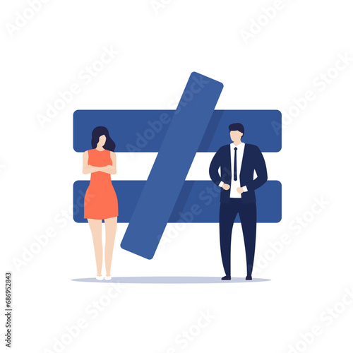 gender inequality or discrimination vector illustration with people