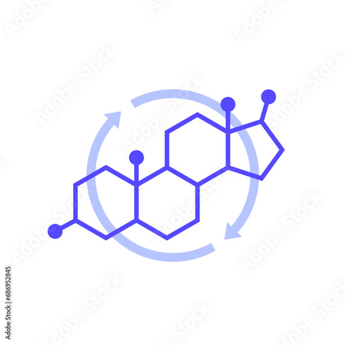 hormone replacement therapy icon with testosterone molecule