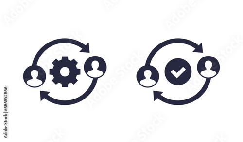 people interacting, teamwork and business interaction icons