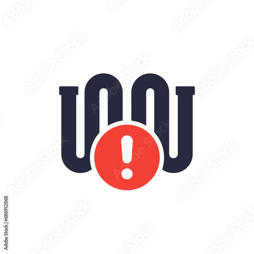 pipe with problem icon on white