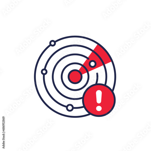 radar, threat detection icon on white