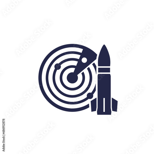 radar, ballistic missile detection icon on white