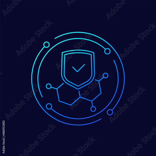 shield and molecule icon in linear design