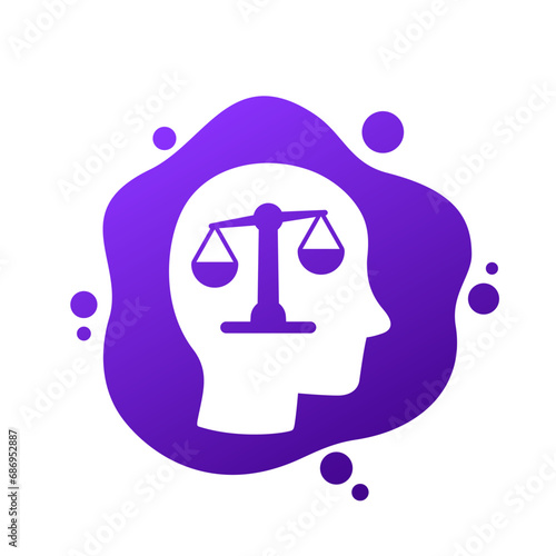 Rational thinking and rationality icon, vector