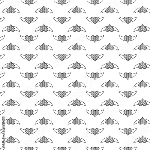 Digital png illustration of hearts with wings pattern on transparent background