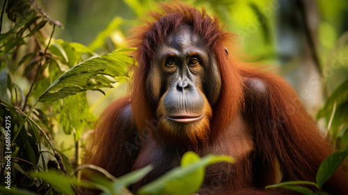 Male Orangutan in the Borneo forest   Generate Ai