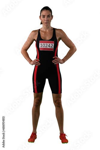 Digital png photo of caucasian female athlete on transparent background