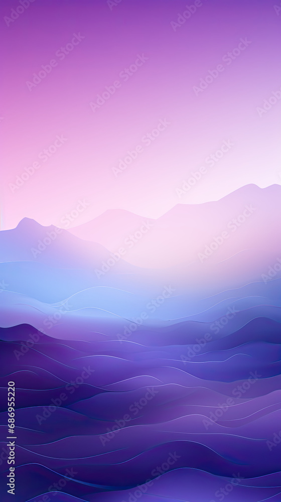 Vertical Purple Minimalist Mountain Landscape Abstract Web Background Geometric App Wallpaper with Digital Shapes