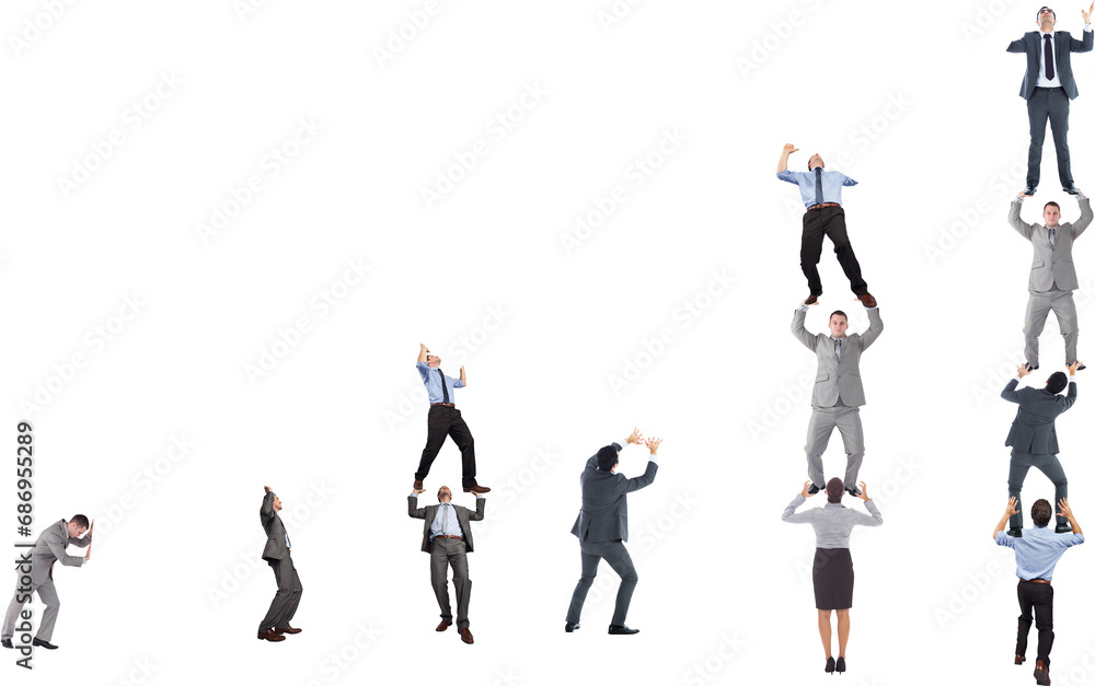 Digital png photo of stacks of diverse business people on transparent background Digital png photo of stacks of diverse business people on transparent background