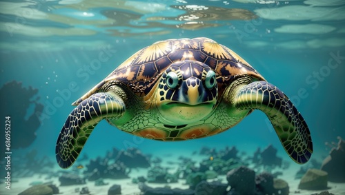 "Graceful Green Sea Turtle: Photorealistic 3D Render © NafisaNajmin