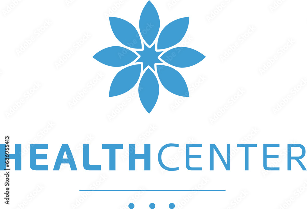 Obraz premium Digital png illustration of flower symbol with health center text on transparent background