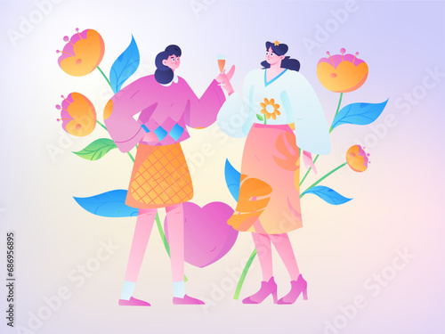 3.12 International Women's Day professional women flat character vector concept operation hand drawn illustration © Lyn Lee