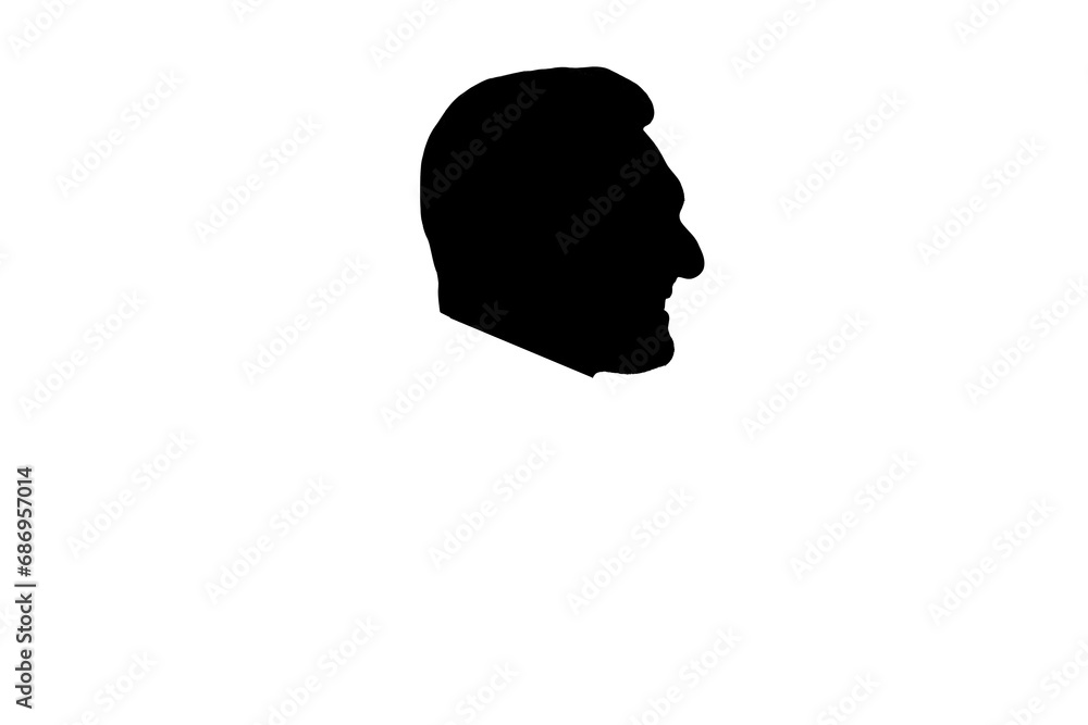 Digital png illustration of black head profile on transparent background