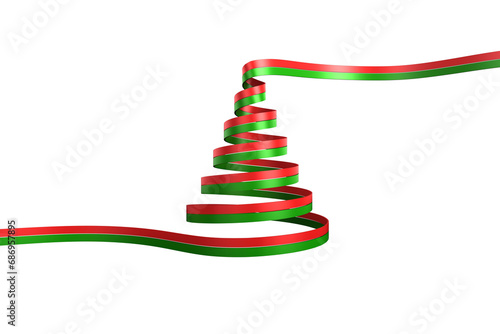Digital png illustration of ribbon in shape of christmas tree on transparent background