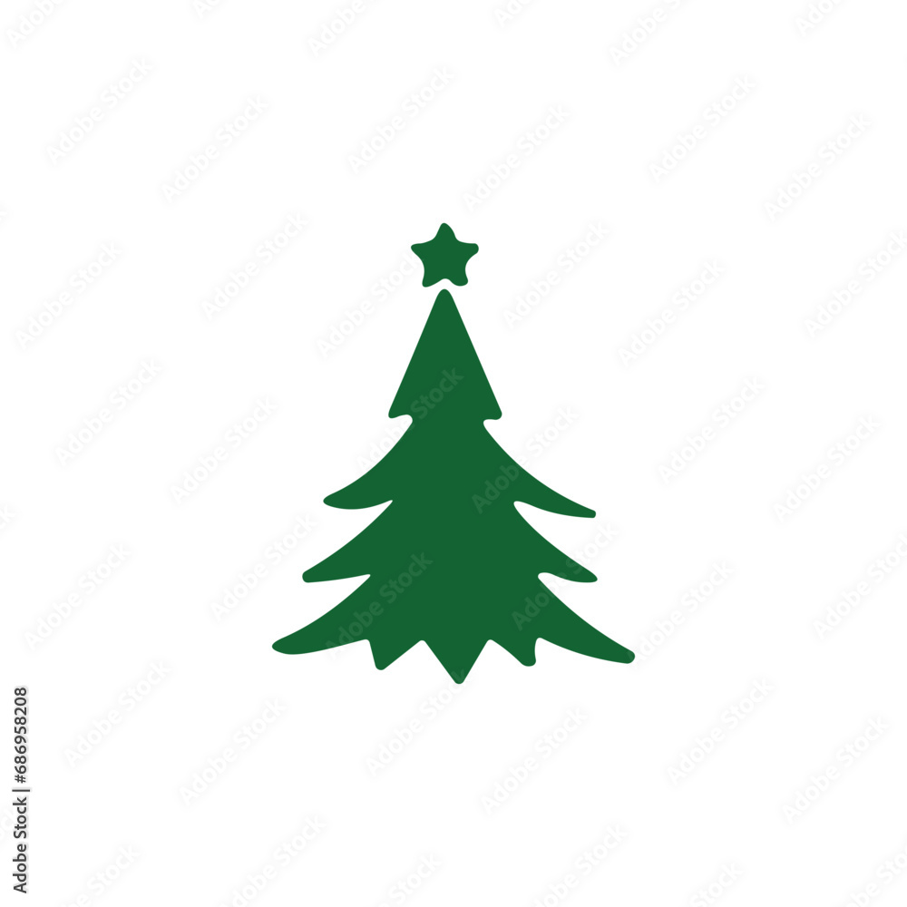 hand draw Christmas Tree vector icon on white background hand draw Christmas Tree vector icon on white background