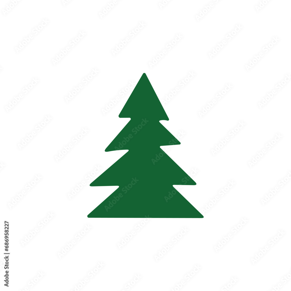 hand draw Christmas Tree vector icon on white background hand draw Christmas Tree vector icon on white background