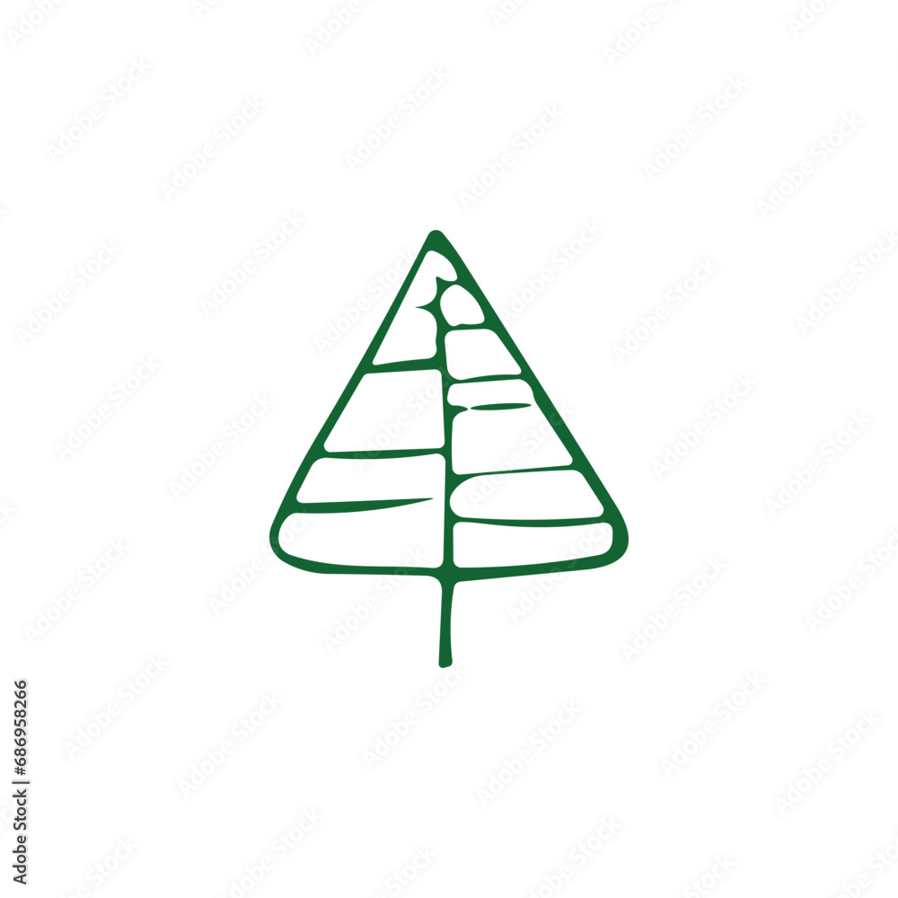Fototapeta premium hand draw Christmas Tree vector icon on white background
