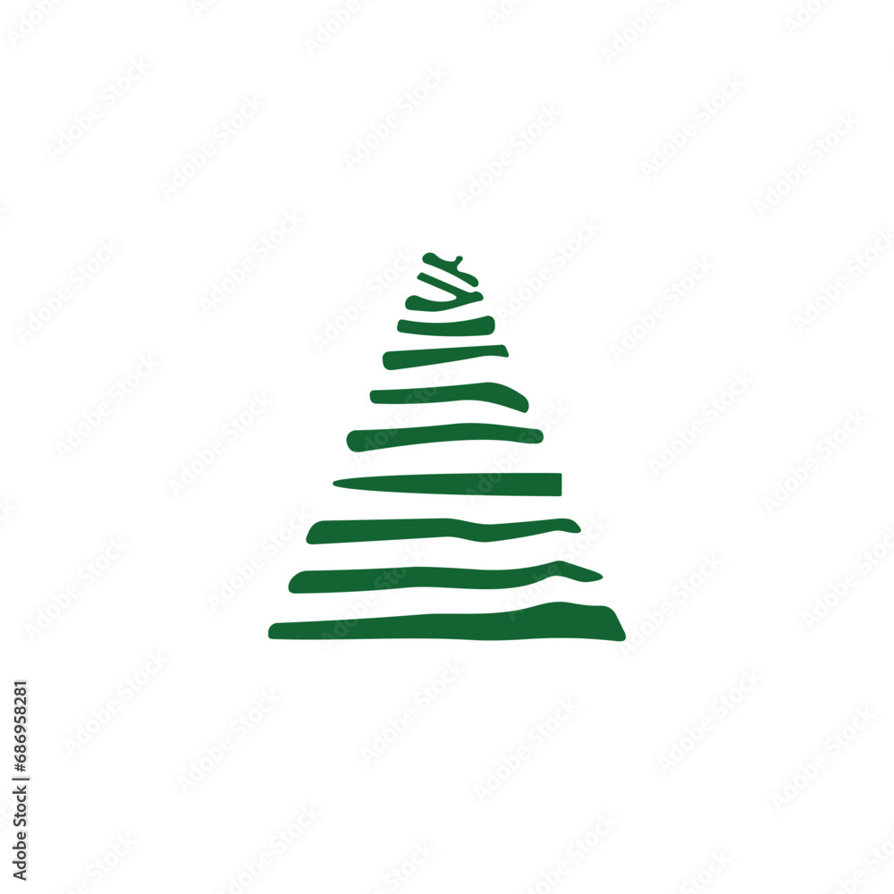 hand draw Christmas Tree vector icon on white background hand draw Christmas Tree vector icon on white background