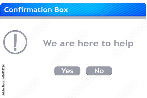 Digital png illustration of pop-up with we are here to help text on transparent background
