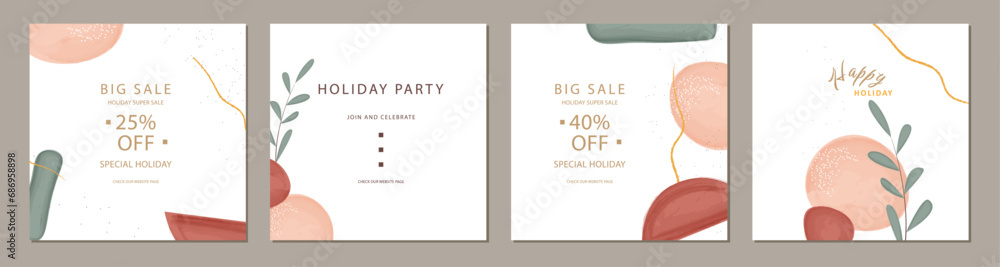 set of abstract artistic square template. Suitable for social media posts, cards, invitations, banner and web ads set of abstract artistic square template. Suitable for social media posts, cards, invitations, banner and web ads