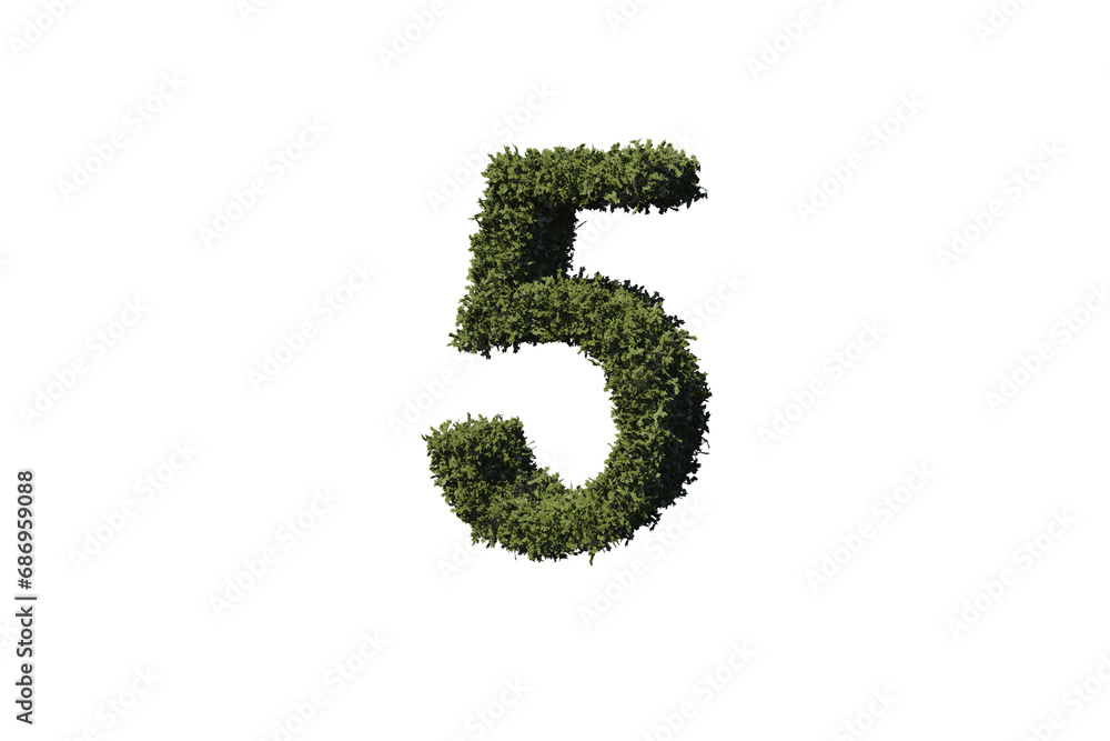 Digital png illustration of 5 number made of leaves on transparent background Digital png illustration of 5 number made of leaves on transparent background
