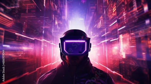 Futuristic human virtual reality game background wallpaper ai generated image