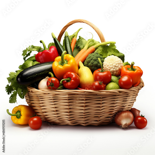 Photo of Basket full of fresh Vegetable.