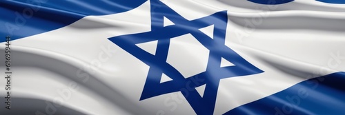 Israel flag waving with the wind. Generative AI. photo