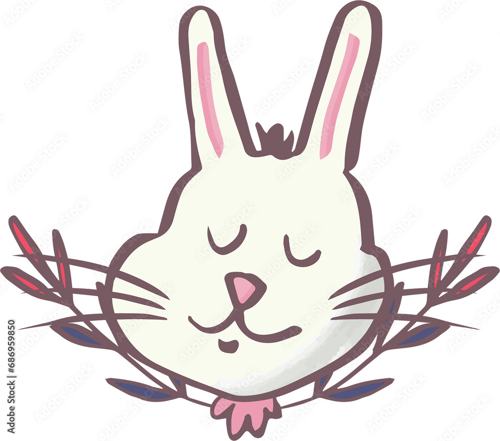 Obraz premium Digital png illustration of head of smiling bunny on transparent background