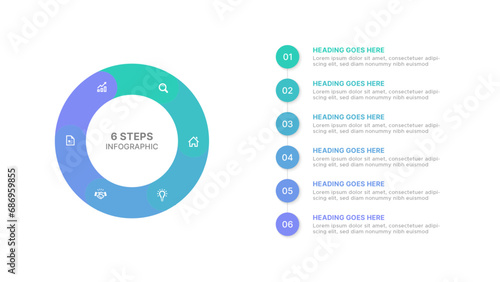 Circle Round Infographic Design Template with Six Options