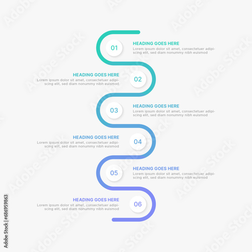 Circle Round Wave Infographic Design Template with Six Options