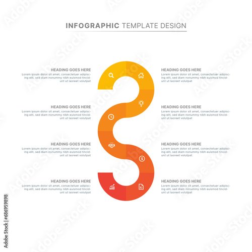 Circle Round Wave Infographic Design Template with Eight Options