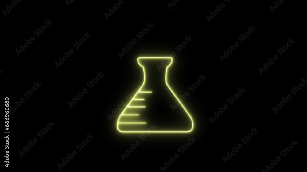 Neon Test tube or beaker icon, Glowing test tube neon sign. Chemistry lesson glowing icon. Science concept. Neon Test tube or beaker icon, Glowing test tube neon sign. Chemistry lesson glowing icon. Science concept.