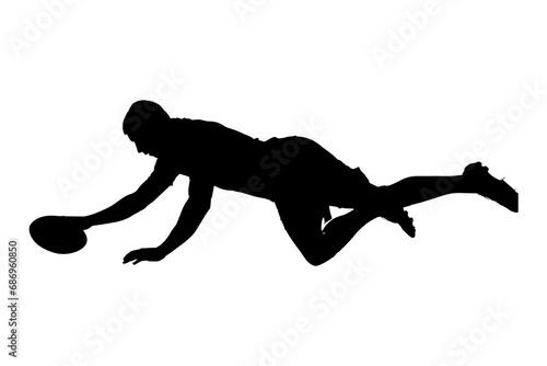 Digital png silhouette of football player holding ball on transparent background © vectorfusionart
