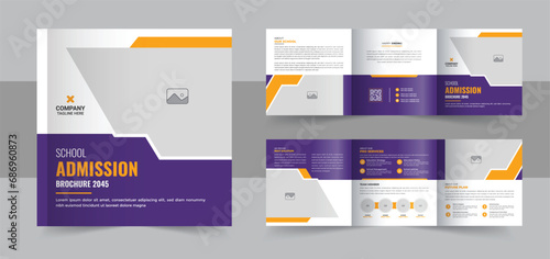 Education Institute admission square trifold brochure design template or Modern square trifold brochure design template layout