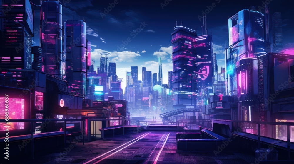 Futuristic cyberpunk modern city background wallpaper ai generated image