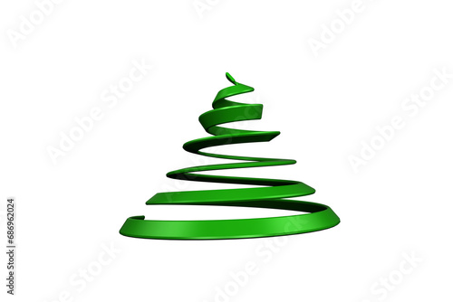 Digital png illustration of green ribbon forming tree on transparent background