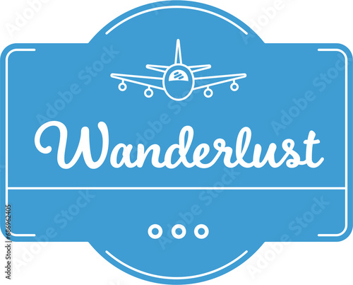 Digital png illustration of wunderlust text blue banner with plane on transparent background photo