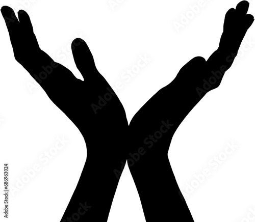 Digital png silhouette of opened hands on transparent background