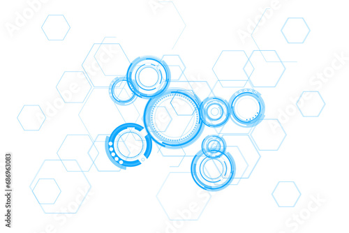 Digital png illustration of blue digital circles on transparent background