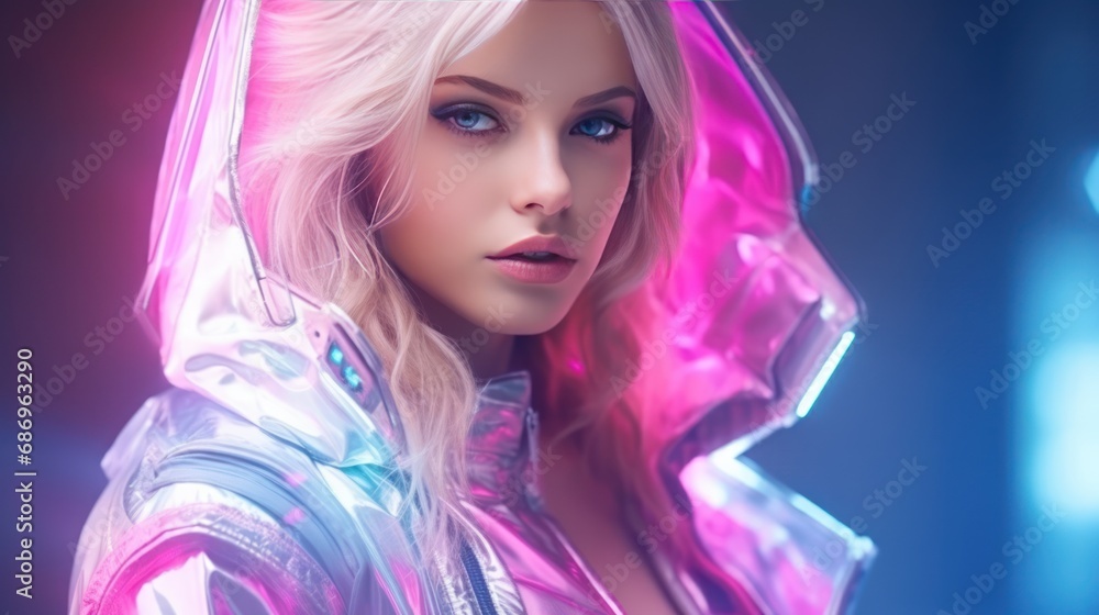 Beautiful blonde woman with fashion fantasy style background wallpaper ai generated image