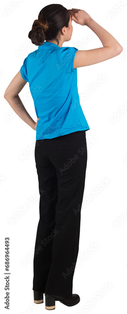 Digital png photo of caucasian businesswoman looking away on transparent background Digital png photo of caucasian businesswoman looking away on transparent background