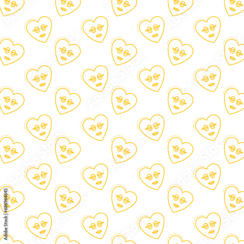 Digital png illustration of yellow hearts pattern on transparent background