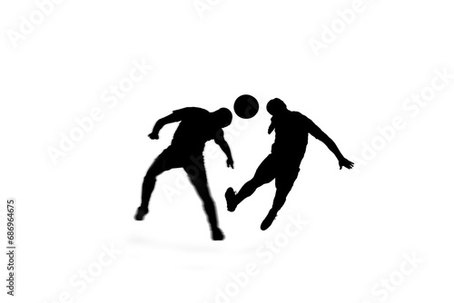 Digital png silhouette image of male football players on transparent background © vectorfusionart