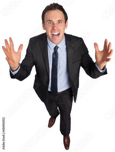 Digital png photo of angry caucasian businessman on transparent background