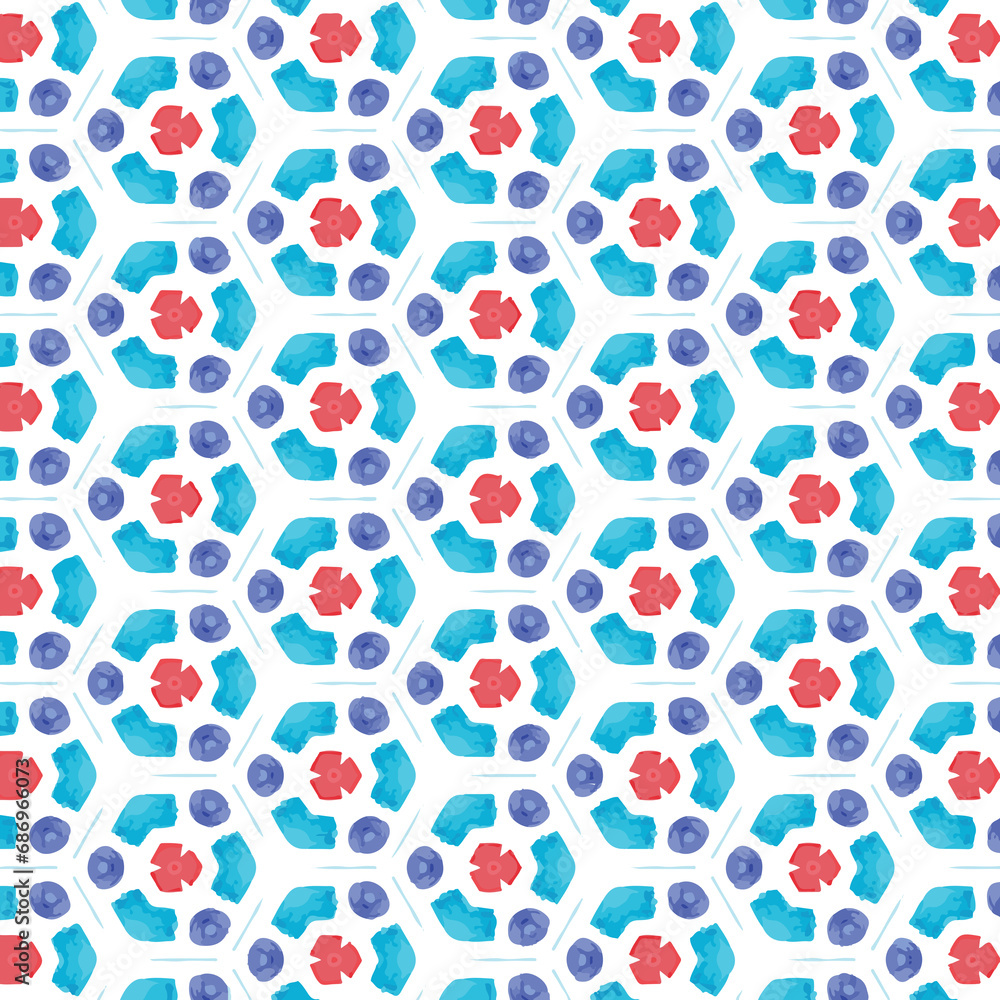 Digital png illustration of blue and red pattern of repeated shapes on ...